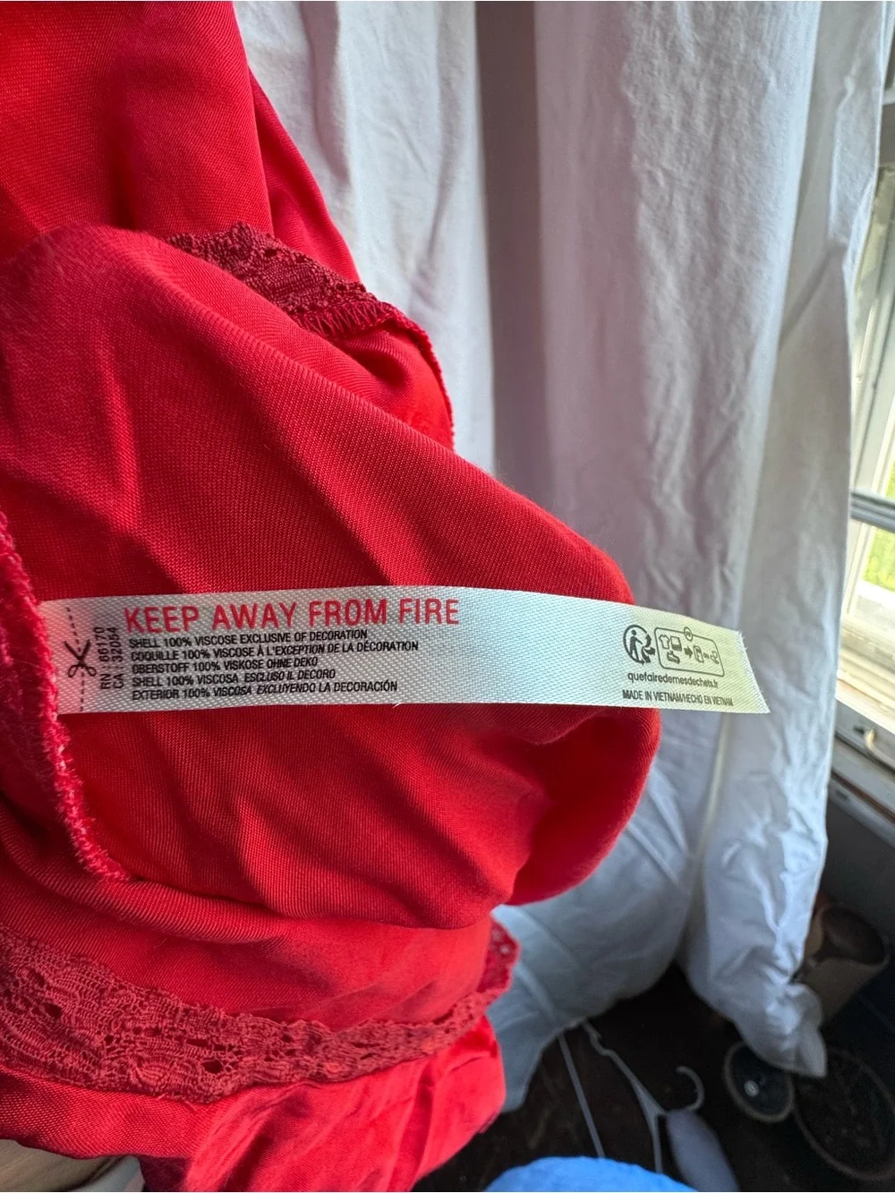 Free People Red Lace-Trim Slip Chemise